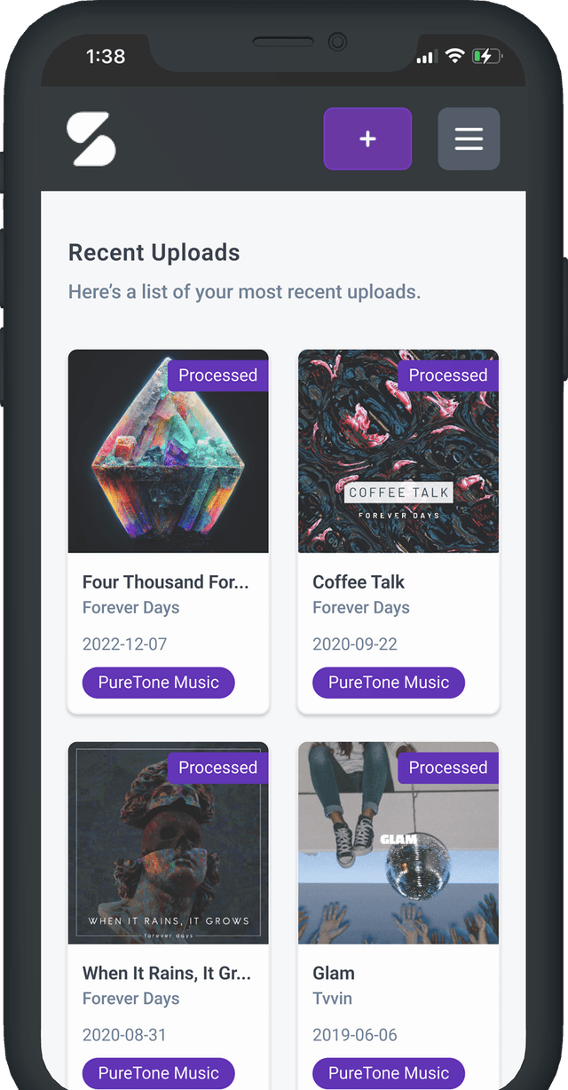 SpareMusic device screenshot